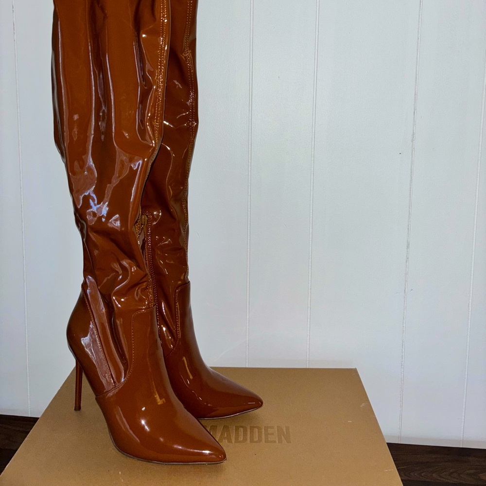 Steve Madden Boots - Cognac Patent Leather